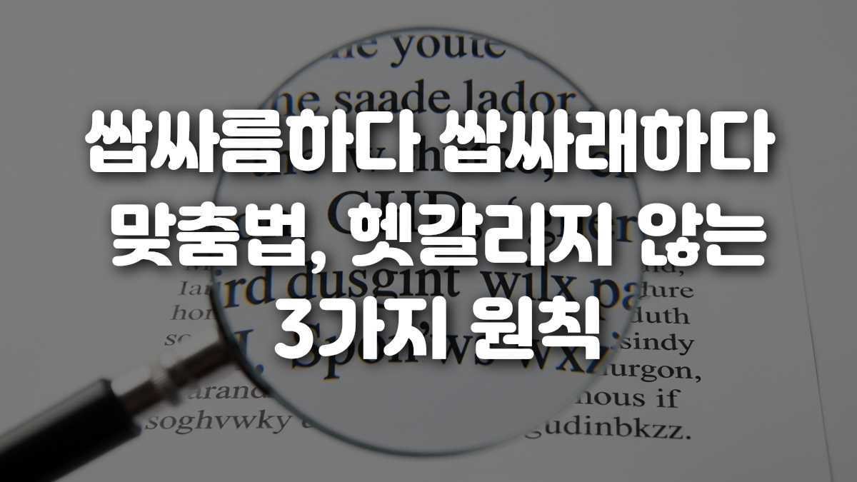 쌉싸름하다 쌉싸래하다 맞춤법 헷갈리지 않는 3가지 원칙