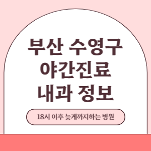부산 수영구 야간진료 내과 병원 (18시 이후 늦게까지하는 병원)