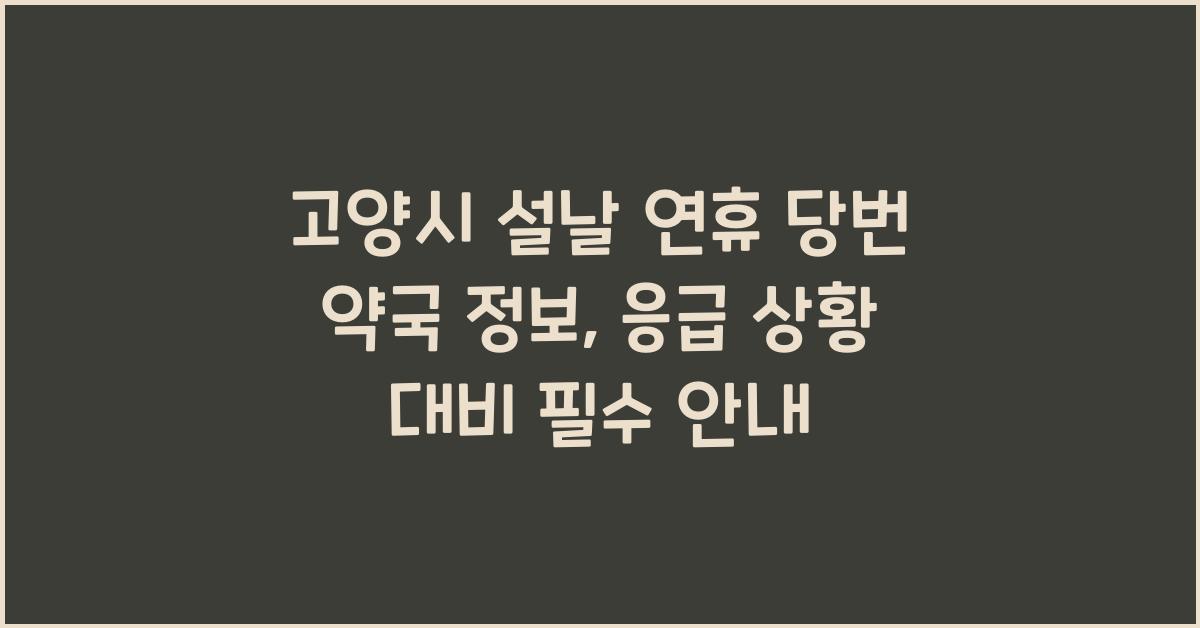 고양시 설날 연휴 당번 약국 정보, 응급 상황 대비 필수