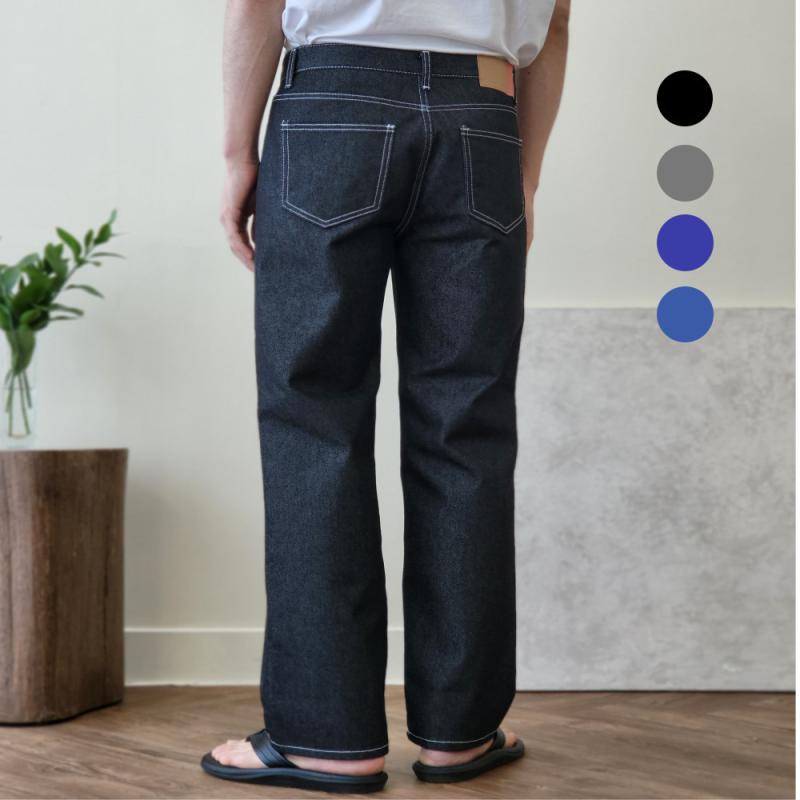 남자청바지 남자 와이드 청바지 블랙진 생지 데님 기모