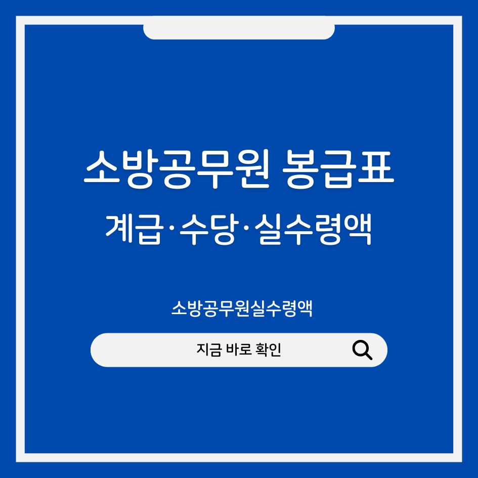 2025 소방공무원 봉급표 및 수당 정리 이미지