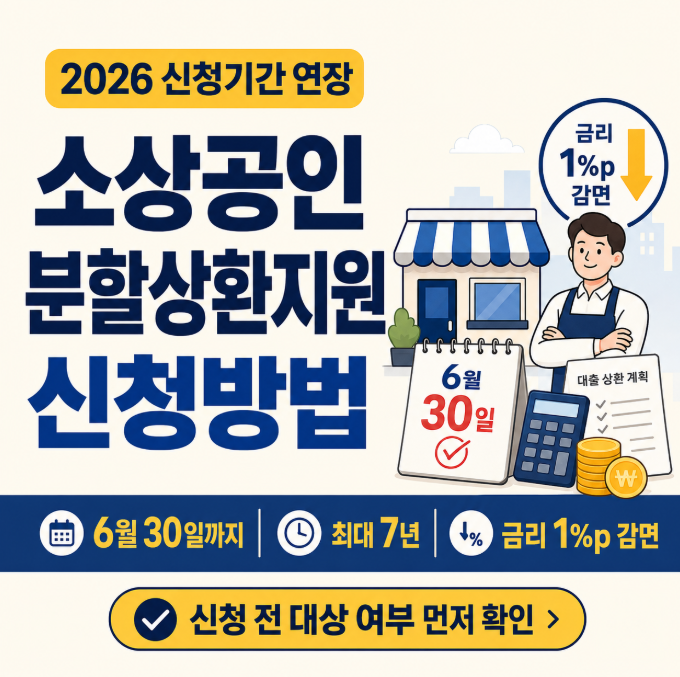 2026 소상공인 분할상환지원 신청방법 대상 기간 금리감면 안내