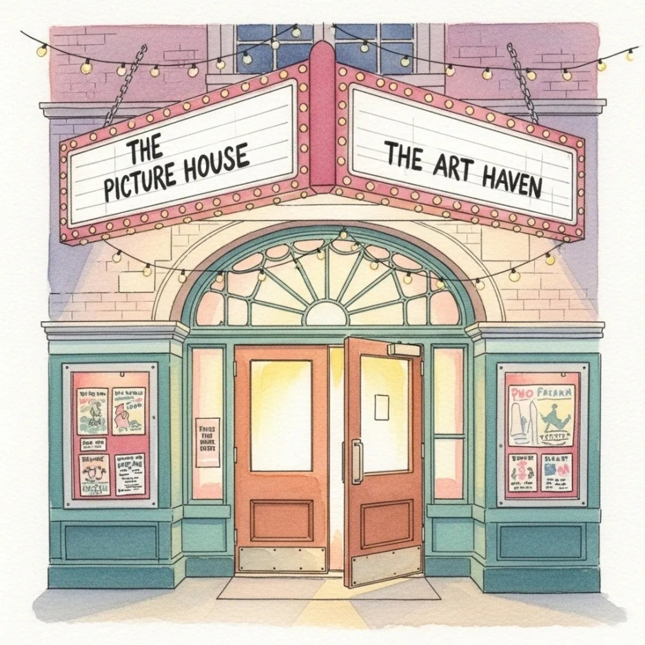 아늑한 독립 영화관 입구 풍경.