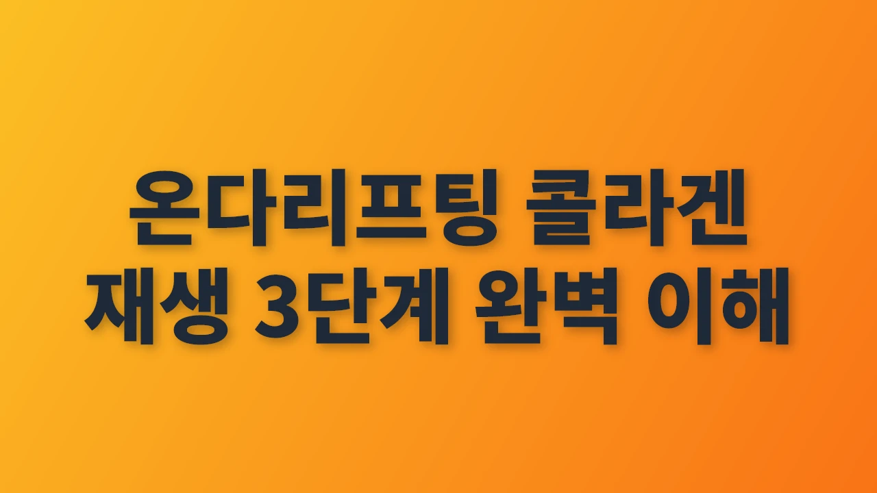 온다리프팅 콜라겐 재생 3단계 완벽 이해