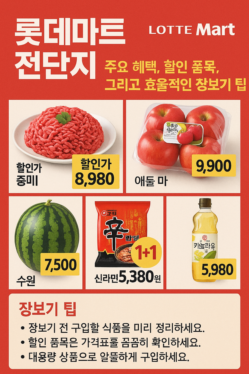 롯데마트 전단지 주요 혜택 , 할인 품목