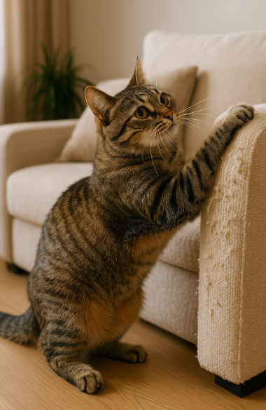 쇼파를 뜯고 있는 고양이