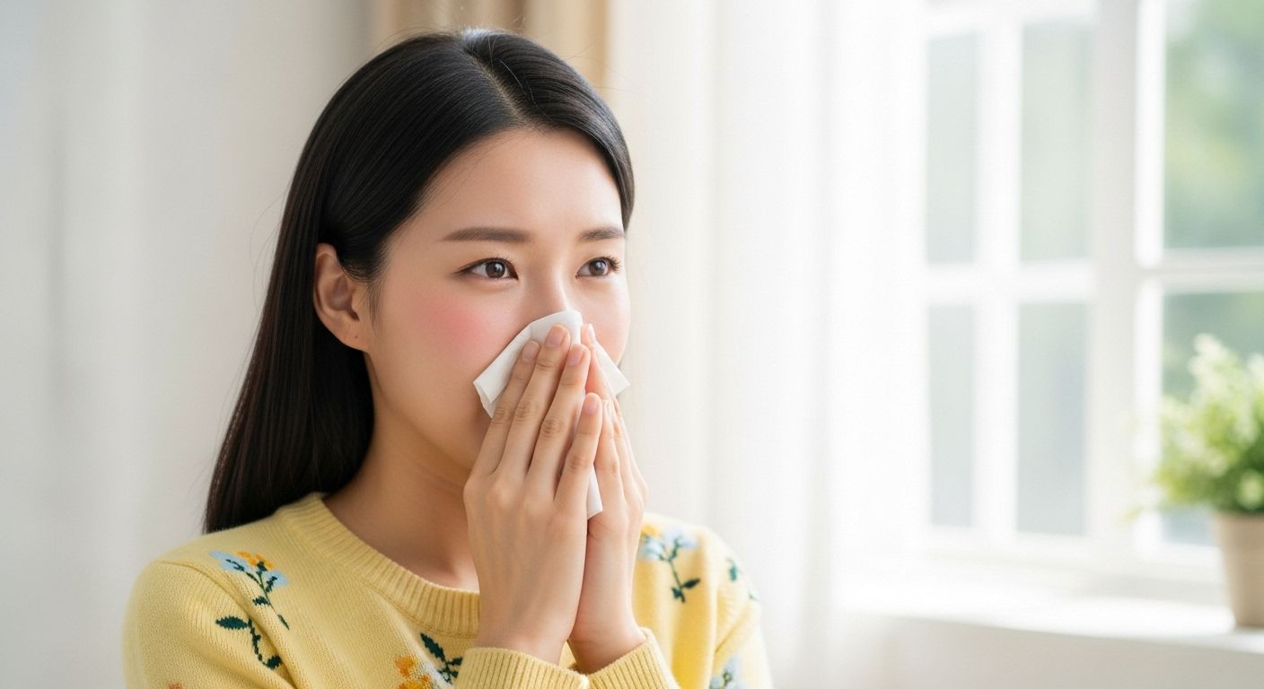 알러지 반응을 호소하는 여성