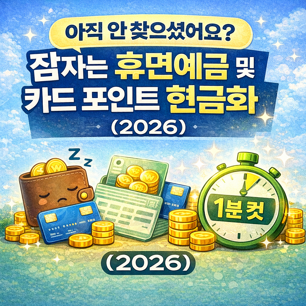 "아직 안 찾으셨어요?" 잠자는 휴면예금 및 카드 포인트 현금화 1분 컷 (2026)
휴면예금조회, 카드포인트현금화, 어카운트인포, 잠자는돈찾기, 카드포인트통합조회, 휴면계좌통합조회, 공돈벌기, 계좌정보통합관리서비스, 거북이의재테크, 재테크기초
