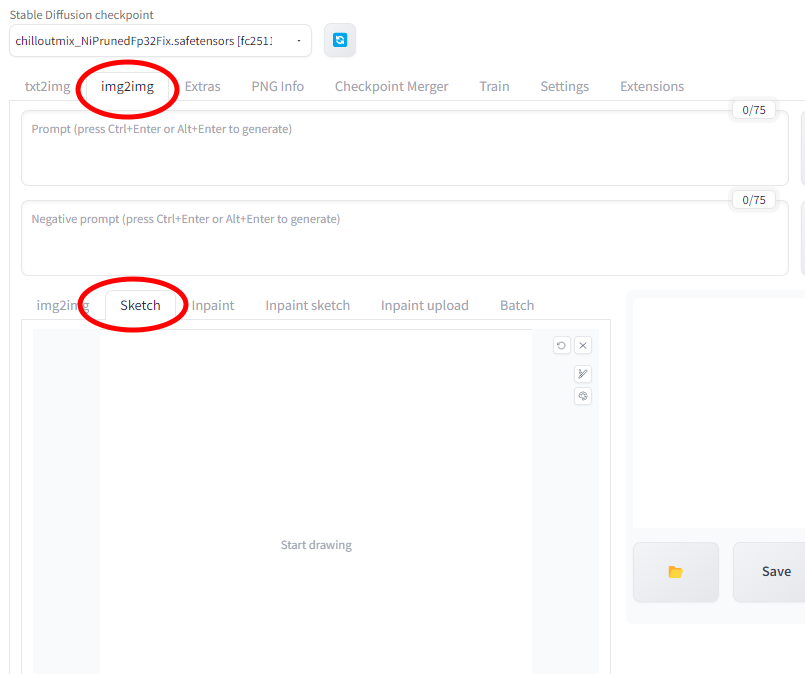 AUTOMATIC1111 - sketch