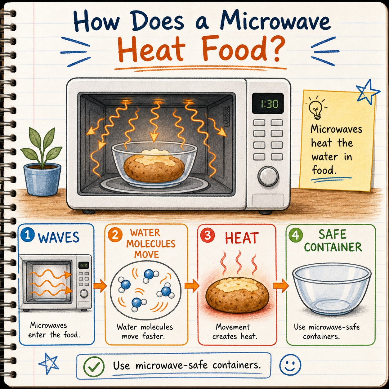 A cutaway view explains heating. Always operate the oven with its door properly closed.