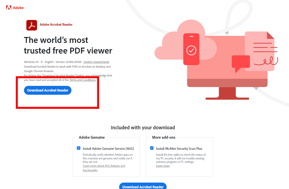 adobe reader 무료 다운로드 방법