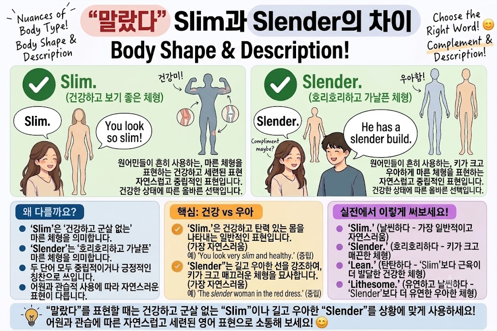 날씬하다 Slim vs Slender