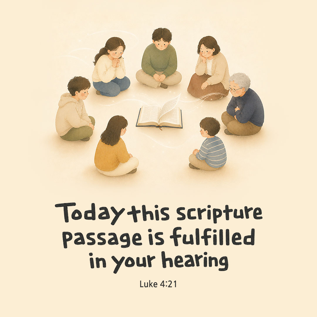 Today's Bible verse card Luke 4:21 scripture image