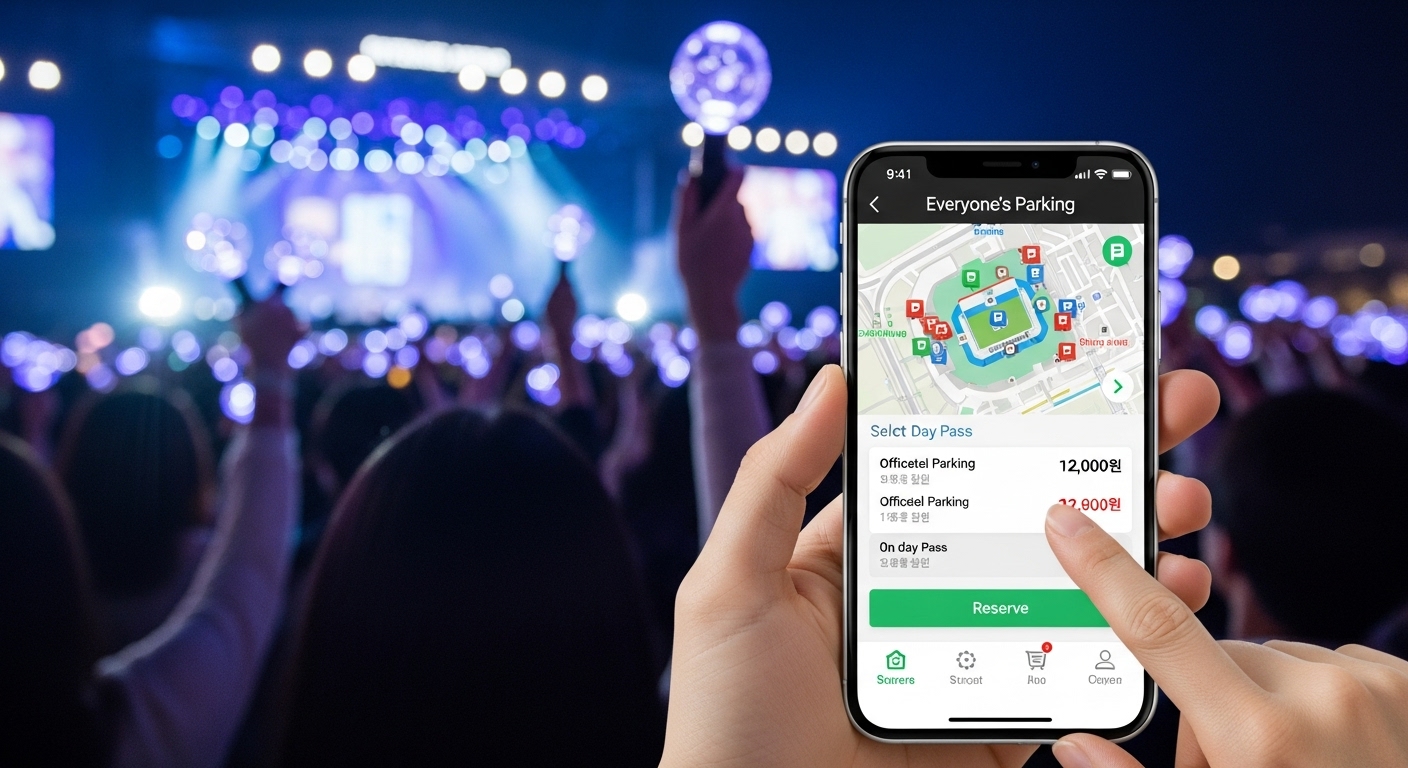 모두의 주차장 앱에서 고양 아레나 주변 오피스텔 주차 일일권 구매 가이드