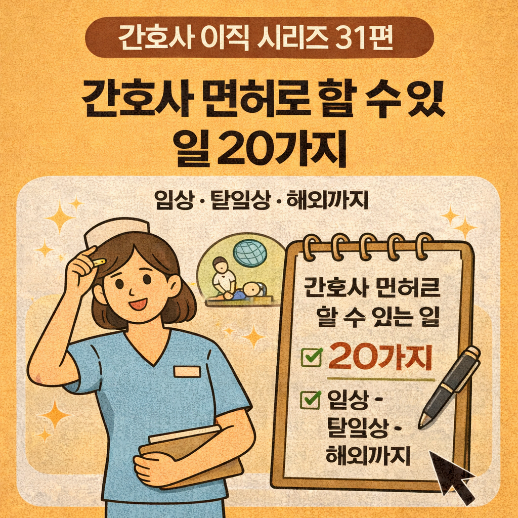 🩺 간호사 이직 시리즈 31편: 간호사 면허로 할 수 있는 일 20가지 ❘ 임상·탈임상·해외까지 직업 총정리
