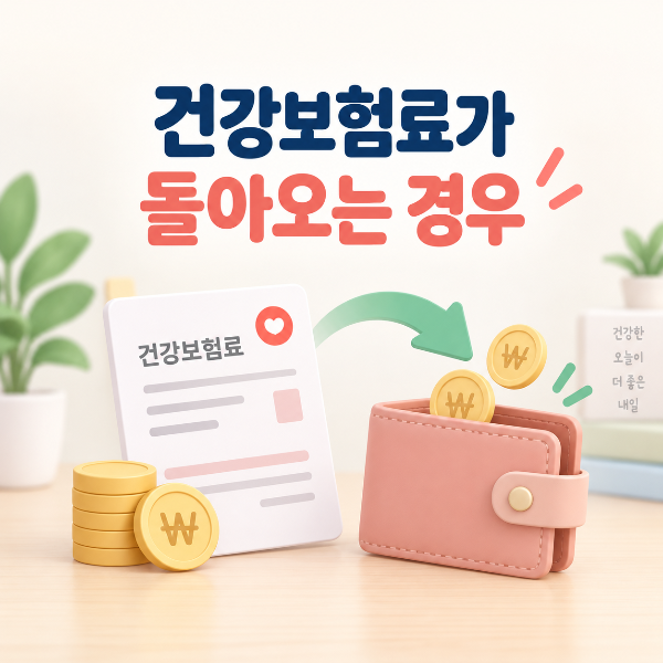 납부한 건강보험료에서 환급금이 발생하는 상황을 표현한 이미지
