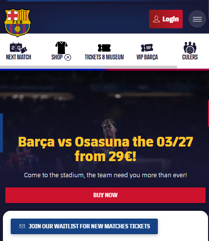 FC바르셀로나 경기 티켓 공식 사이트 멤버십 가입하기