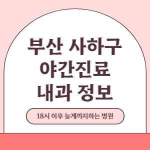부산 사하구 야간진료 내과 병원 (18시 이후 늦게까지하는 병원)