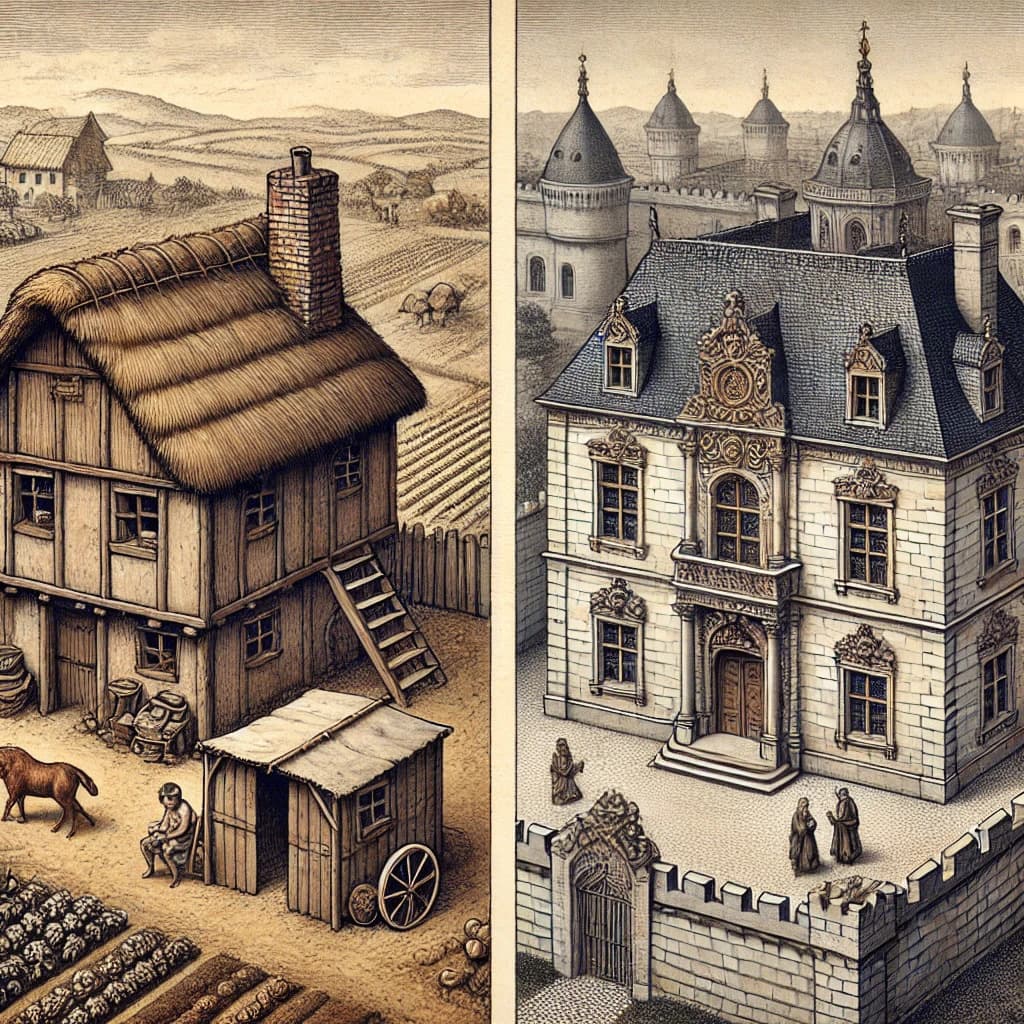 중세 유럽 농민가옥과 귀족 저택