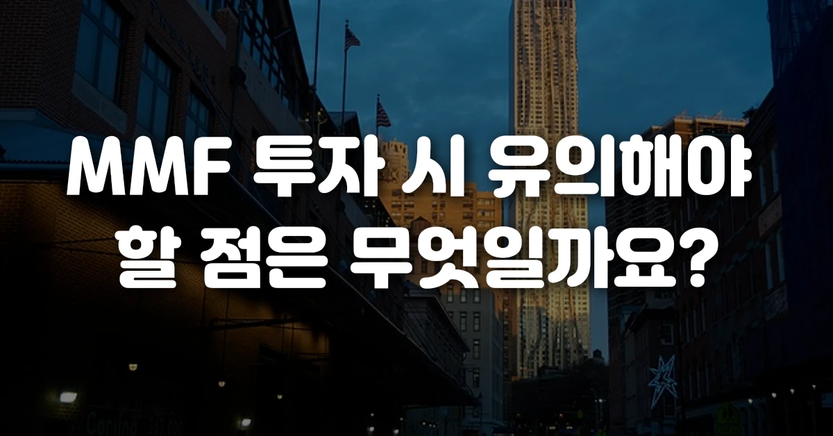 MMF 투자 시 유의해야 할 점은 무엇일까요