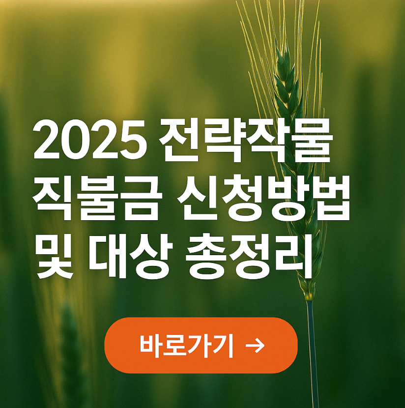 2025 전략작물 직불금 신청방법 및 대상 총정리
