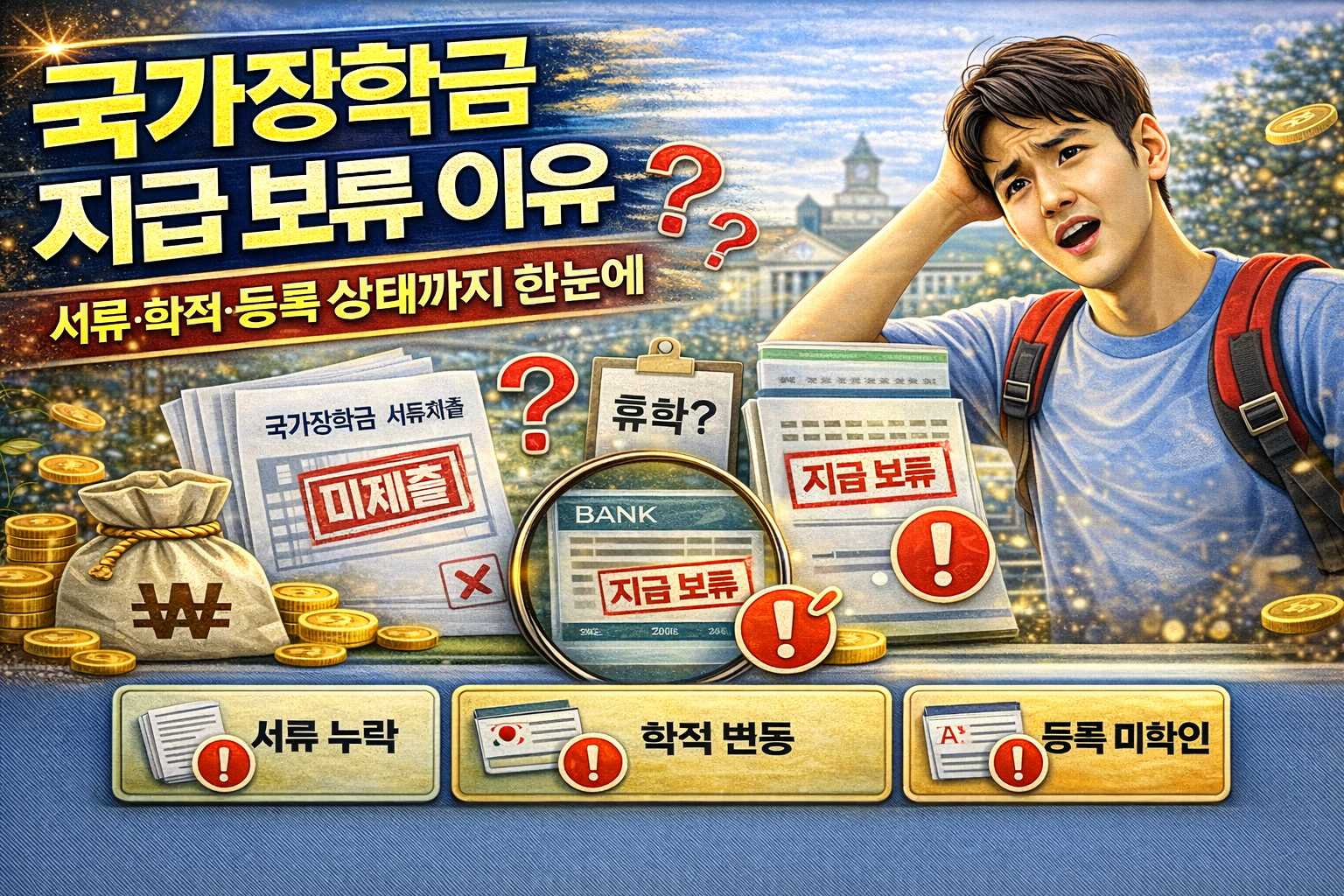 국가장학금 지급 보류 이유, 서류&middot;학적&middot;등록 상태까지 한눈에