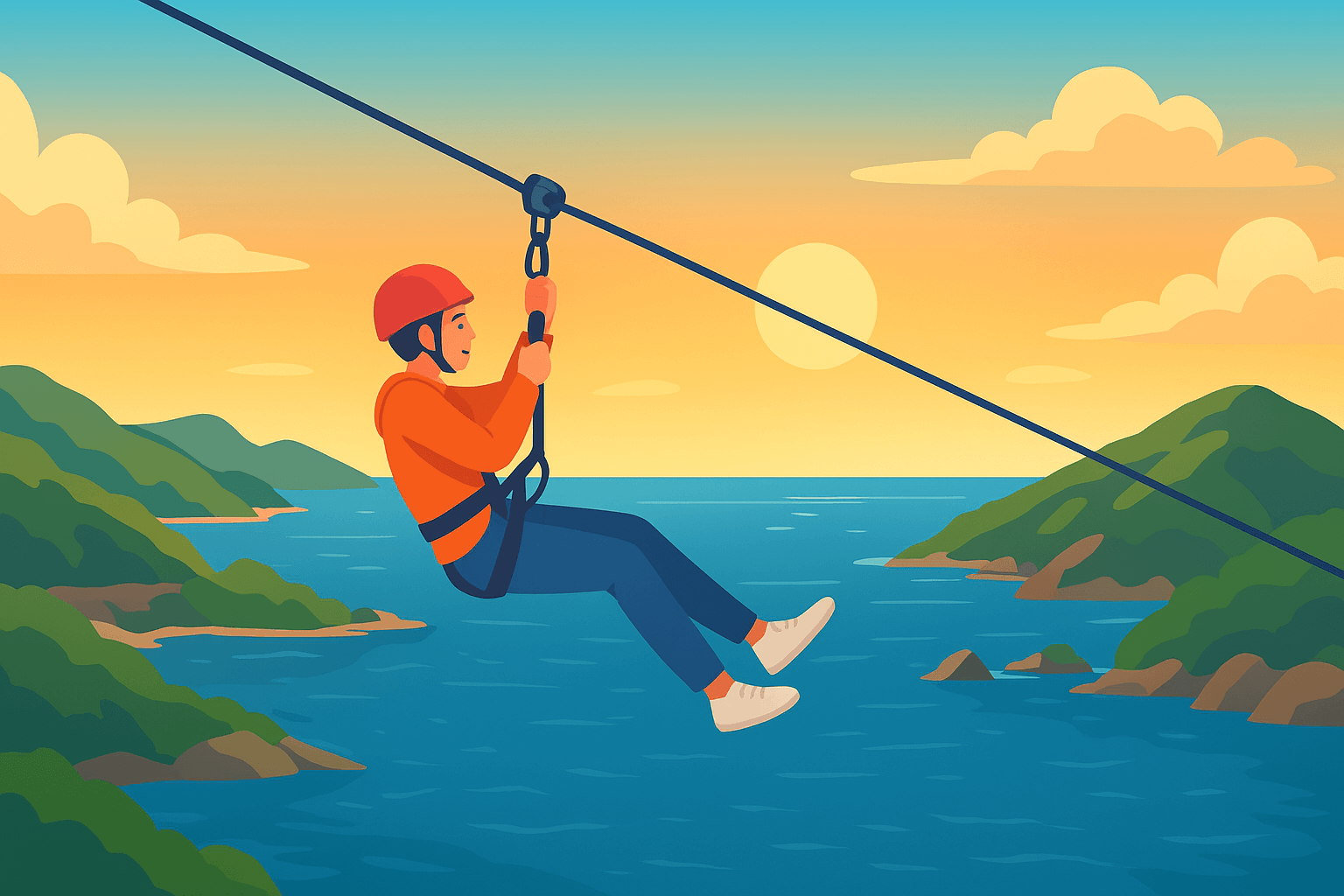 거제 바다 위 짚라인