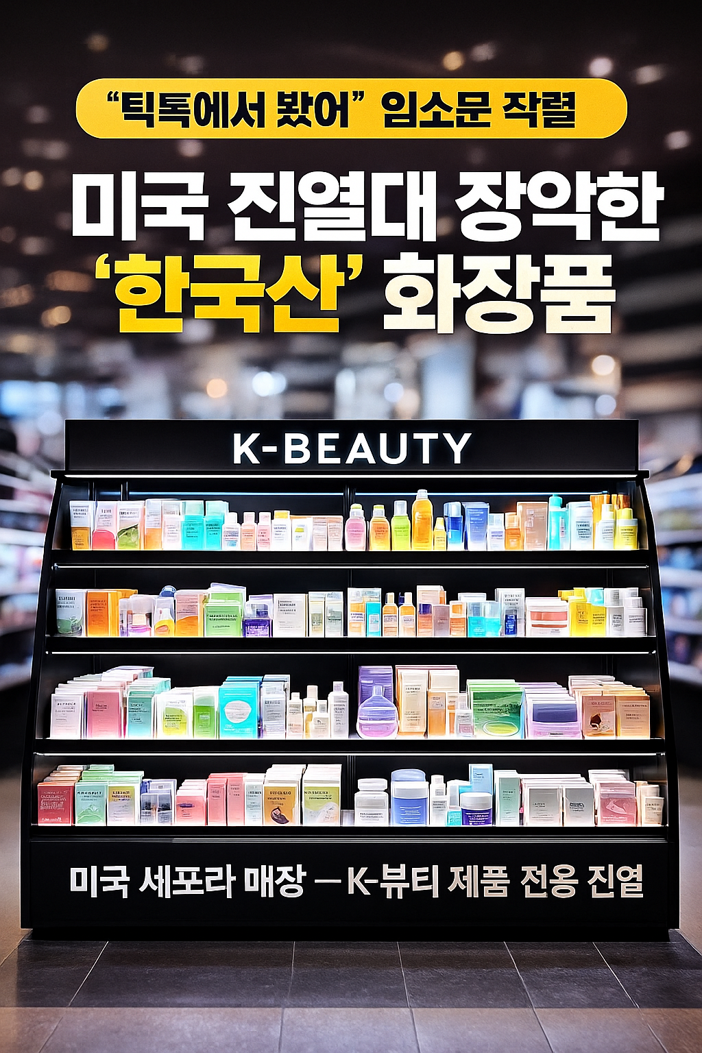 틱톡 입소문으로 미국 대형 유통 매장 진열대를 장악한 한국 K-뷰티 화장품 인포그래픽