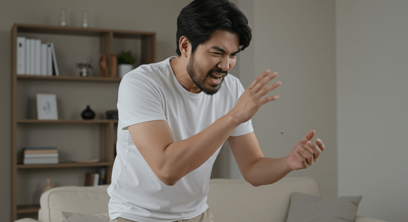 모기땜에 화가난 성인