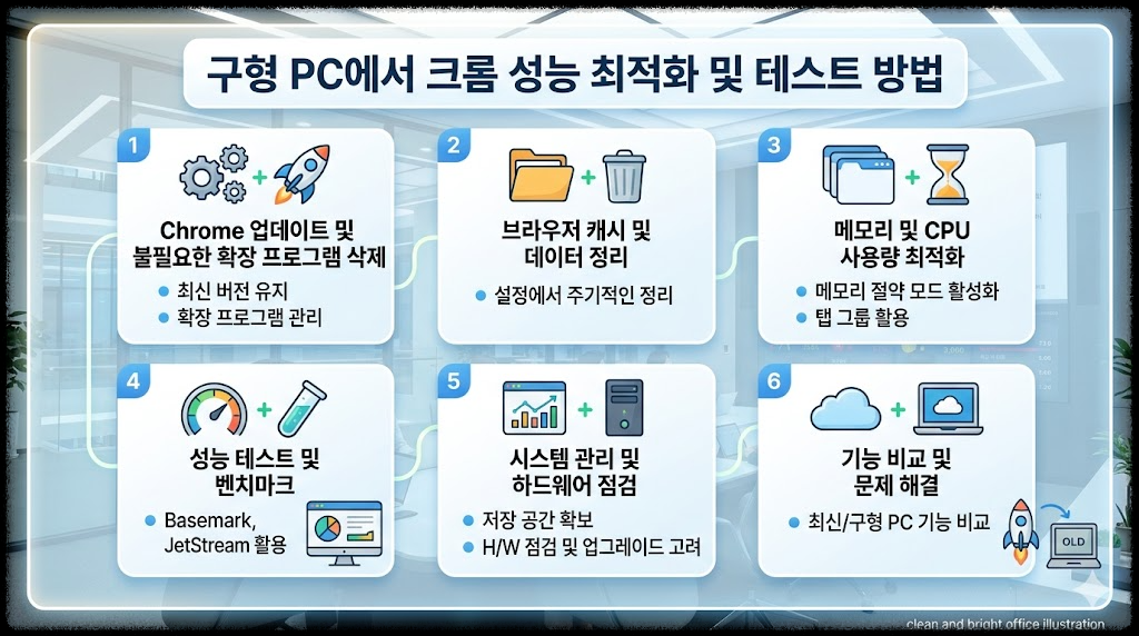 구형 PC에서 크롬 최적화 성능 테스트 방법 정리