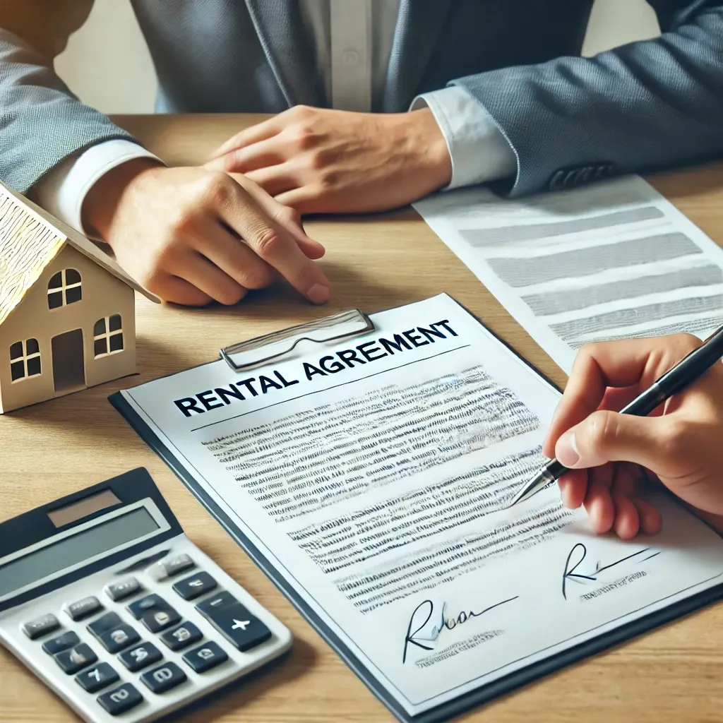 집 전세 계약을 위해 관련 서류를 꼼꼼하게 검토하는 모습의 일러스트