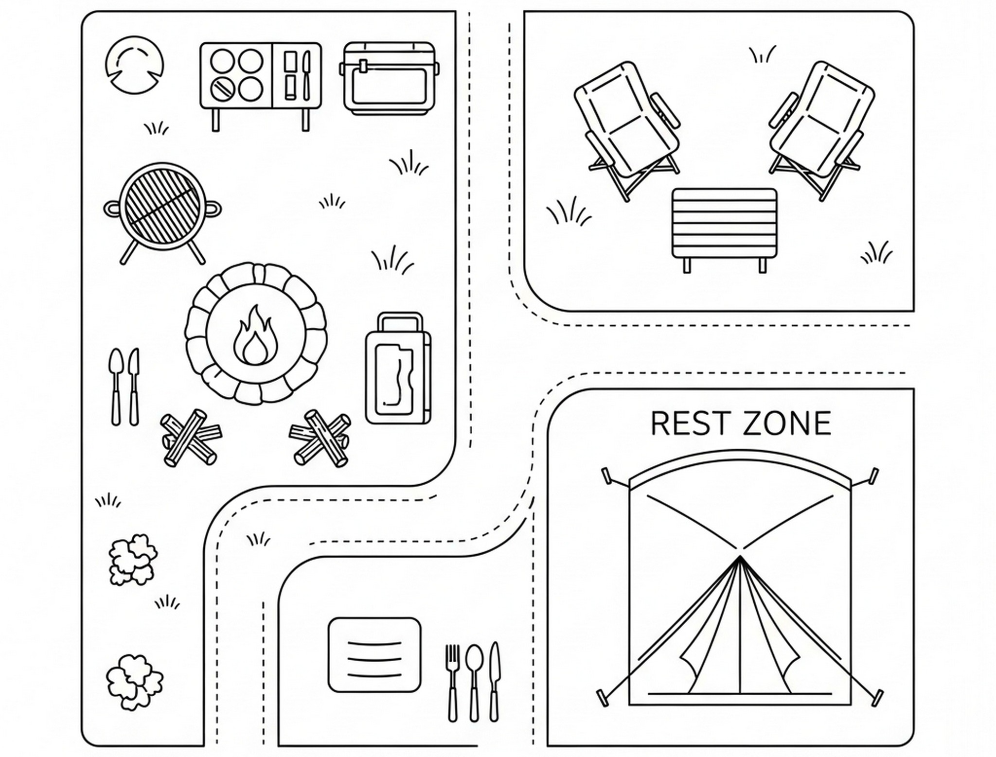 캠핑 동선 구성 장면