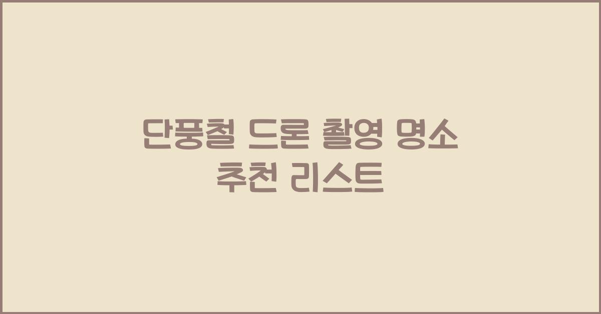 단풍철 드론 촬영 명소