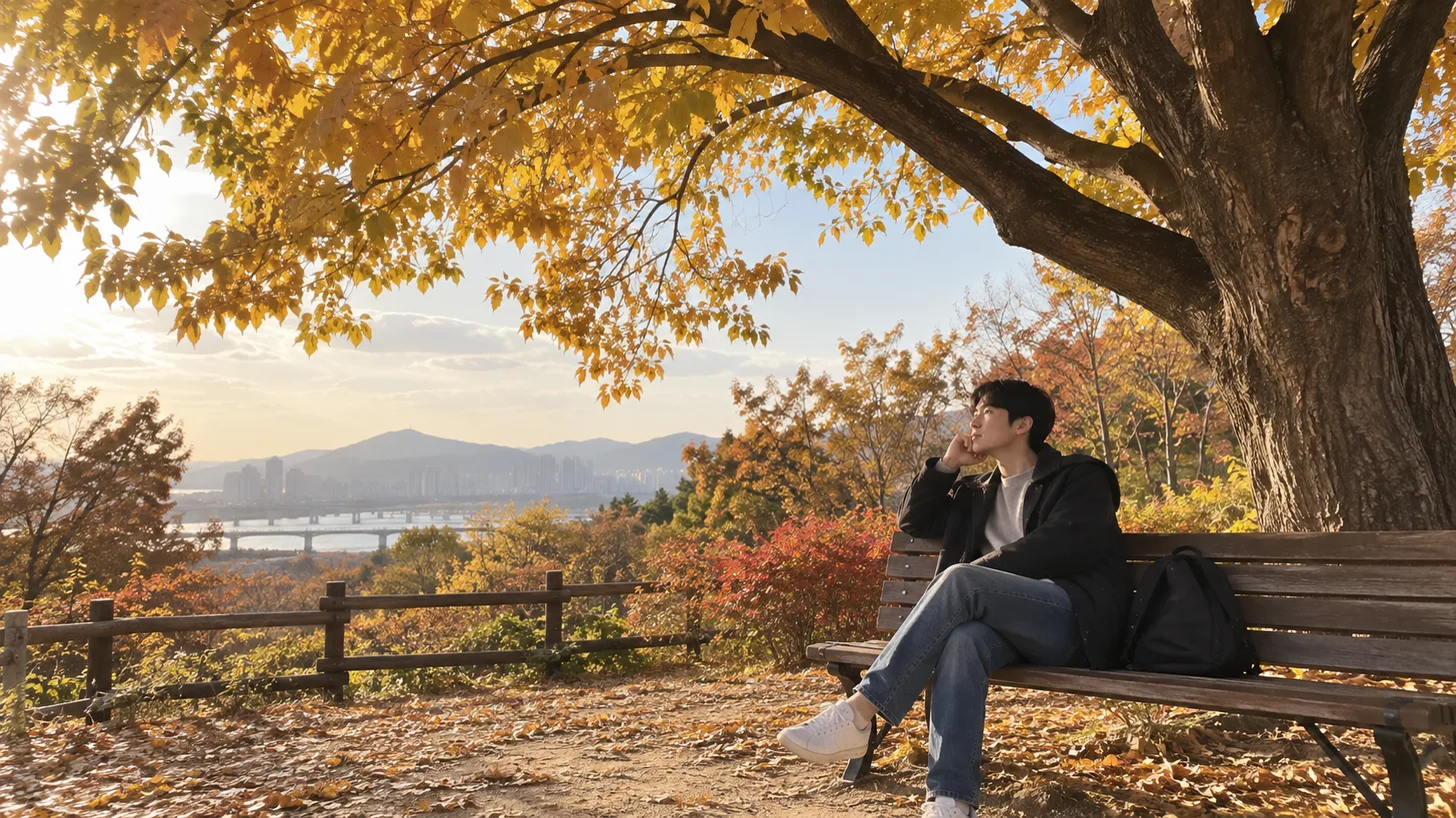 나무 아래에서 마음을 정리하며 생각에 잠긴 사람