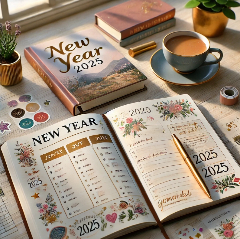 다이어리가 펼쳐져 있는 모습