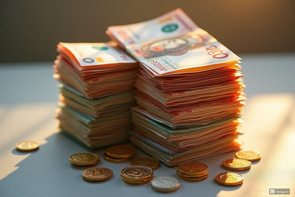 지폐가 쌓인 이미지