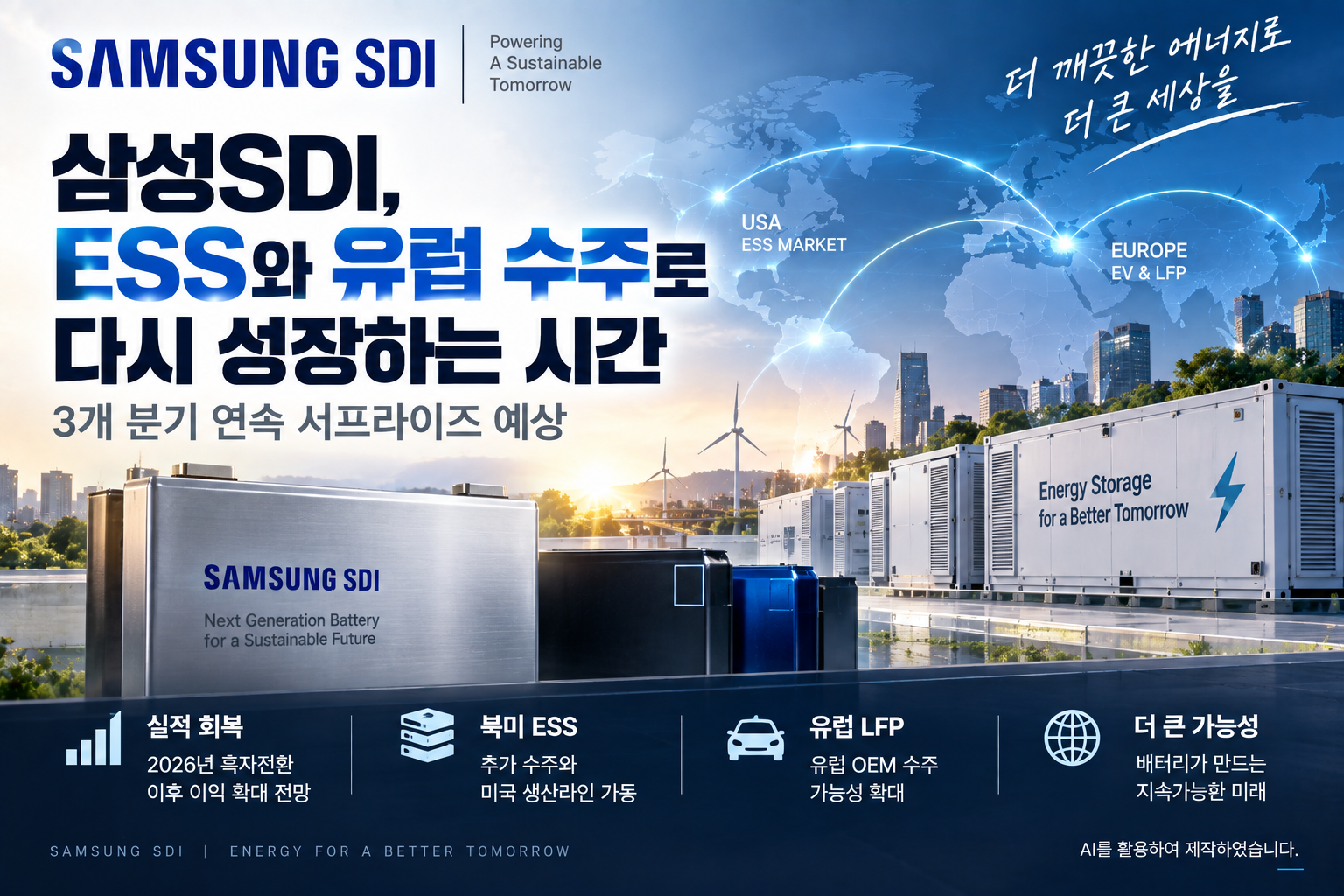 북미 ESS와 유럽 LFP 수주를 바탕으로 실적 회복이 기대되는 삼성SDI