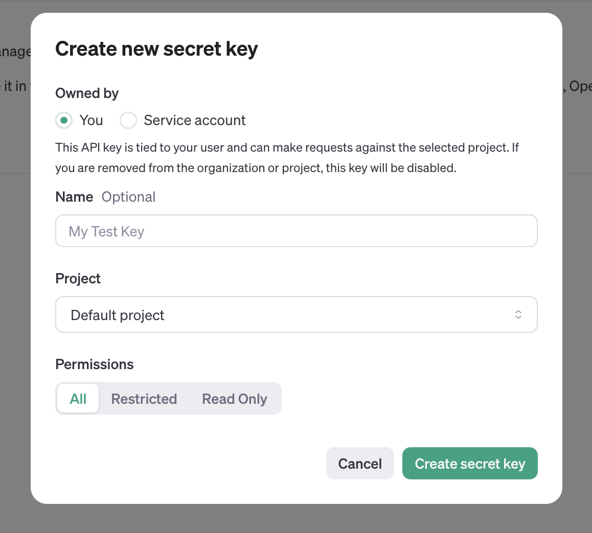 OpenAI API Key 발급