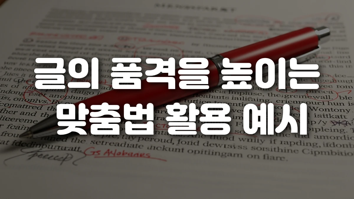 글의 품격을 높이는 맞춤법 활용 예시