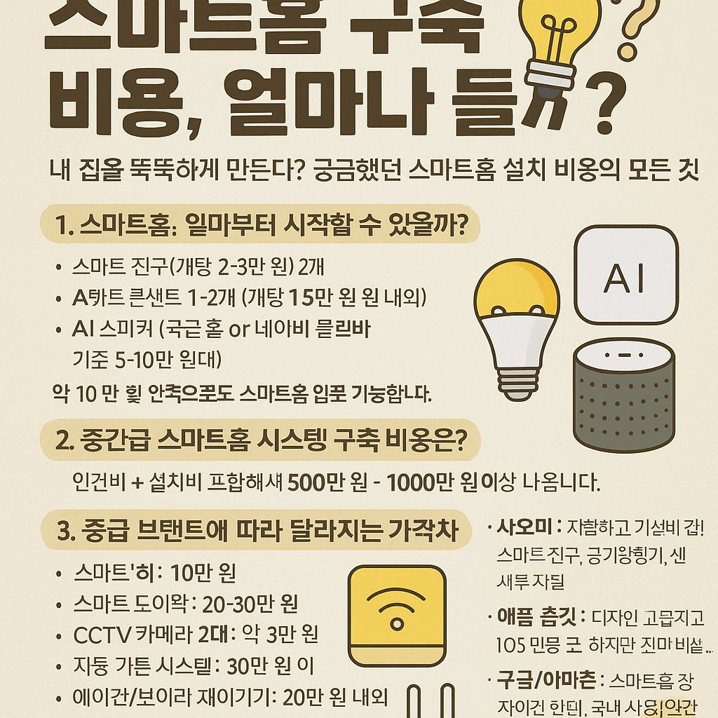 스마트홈 구축 비용, 정말 얼마면 가능할까? 현실적인 예산 이야기