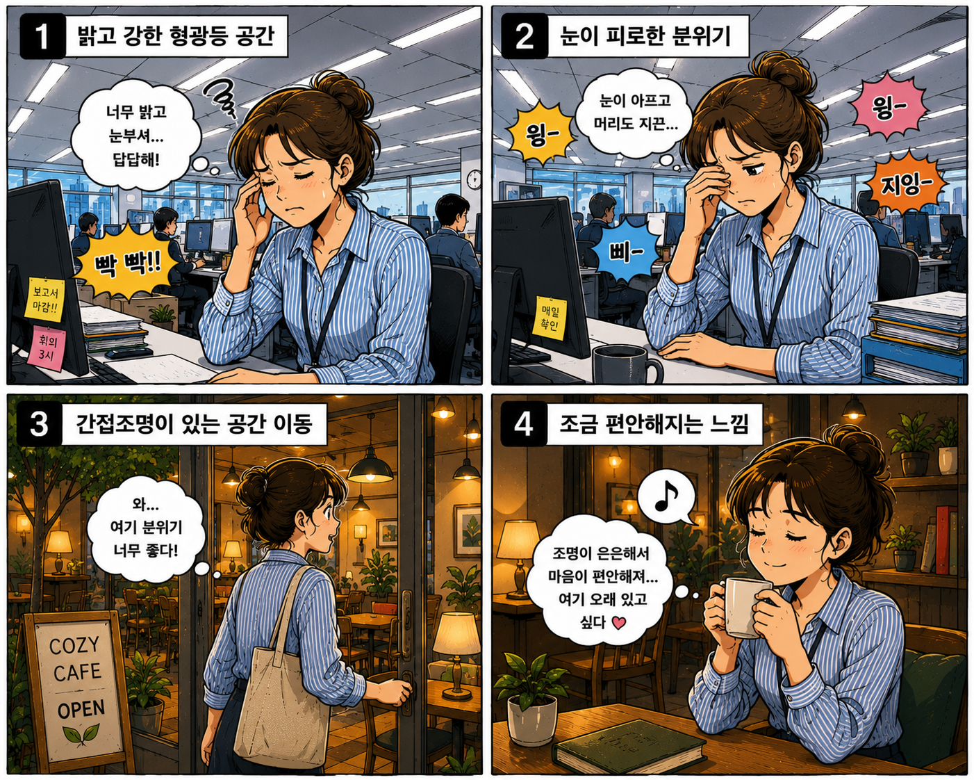 간접조명이 있는 공간에서의 편안함