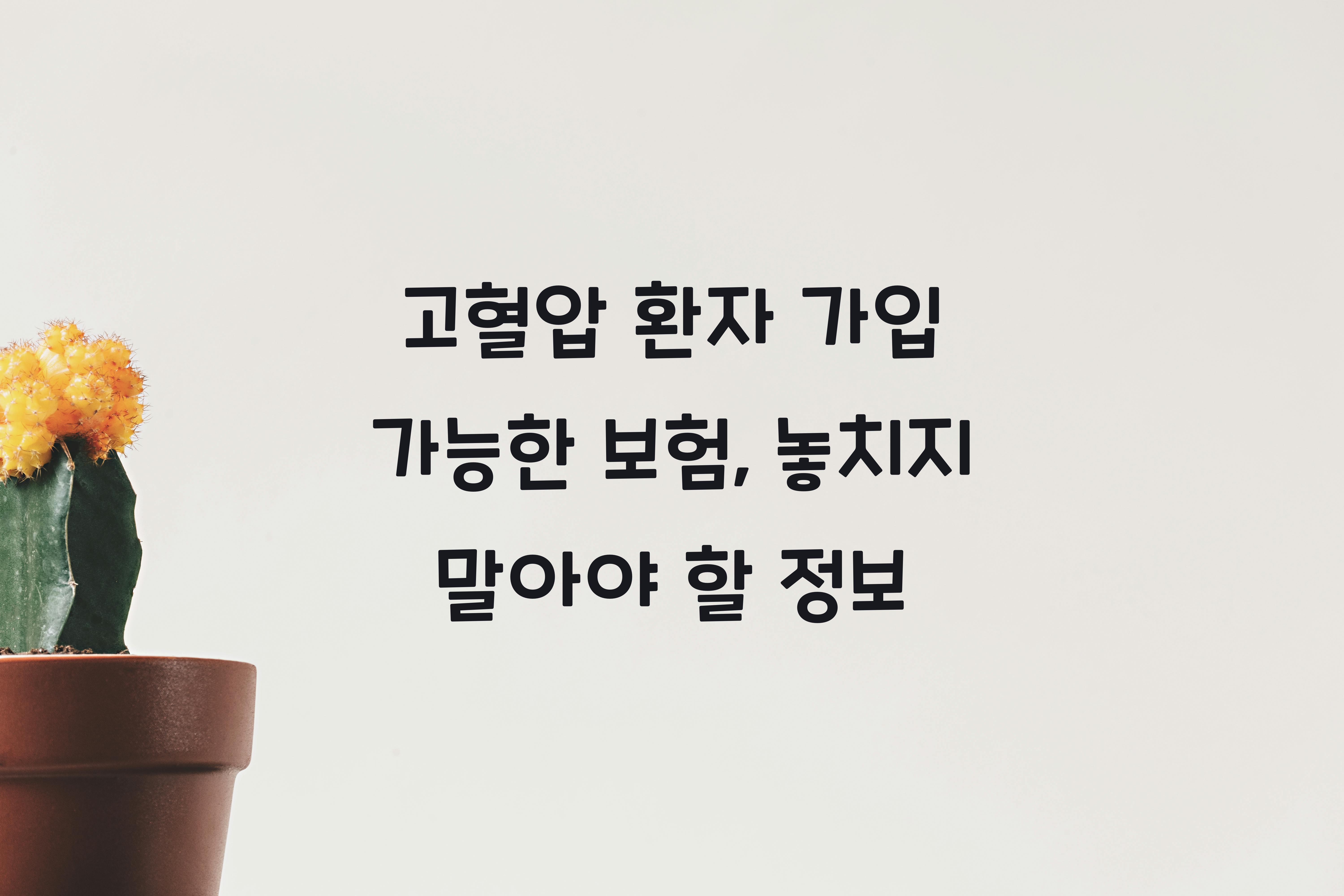 고혈압 환자 가입 가능한 보험