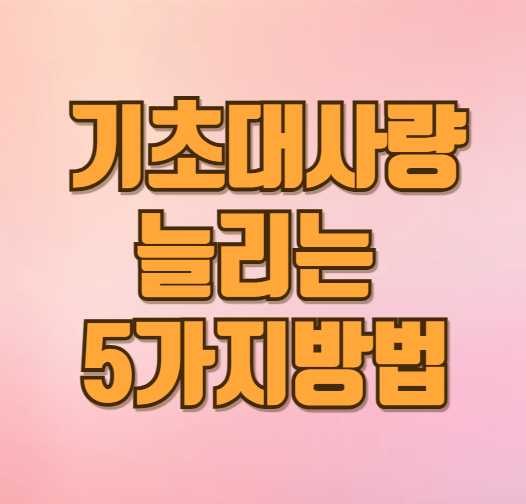 기초대사량 늘리는 방법