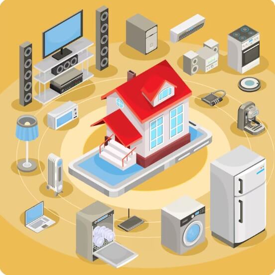 여러 종류의 가전 제품들
