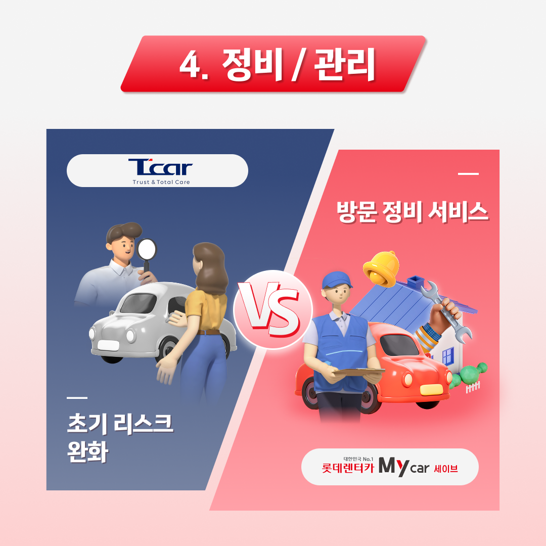 T car 보증과 마이카세이브 방문 정비 서비스 비교
