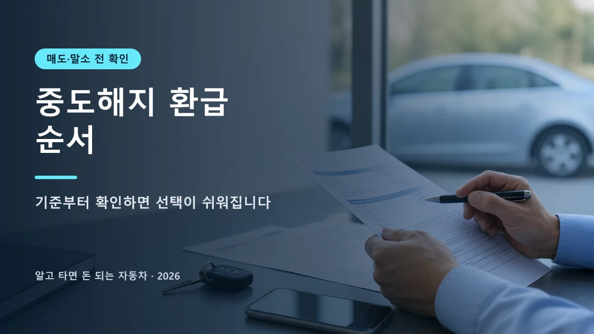차량 매도나 말소 전에 자동차보험 중도해지 환급 서류를 확인하는 장면
