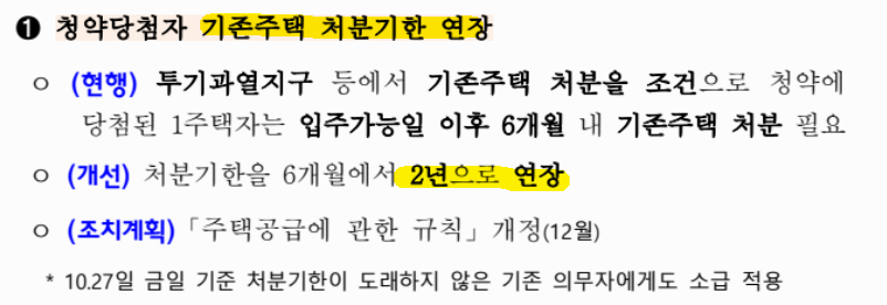 청약당첨자의 일시적 2주택자 기존 주택 처분 기한 연장