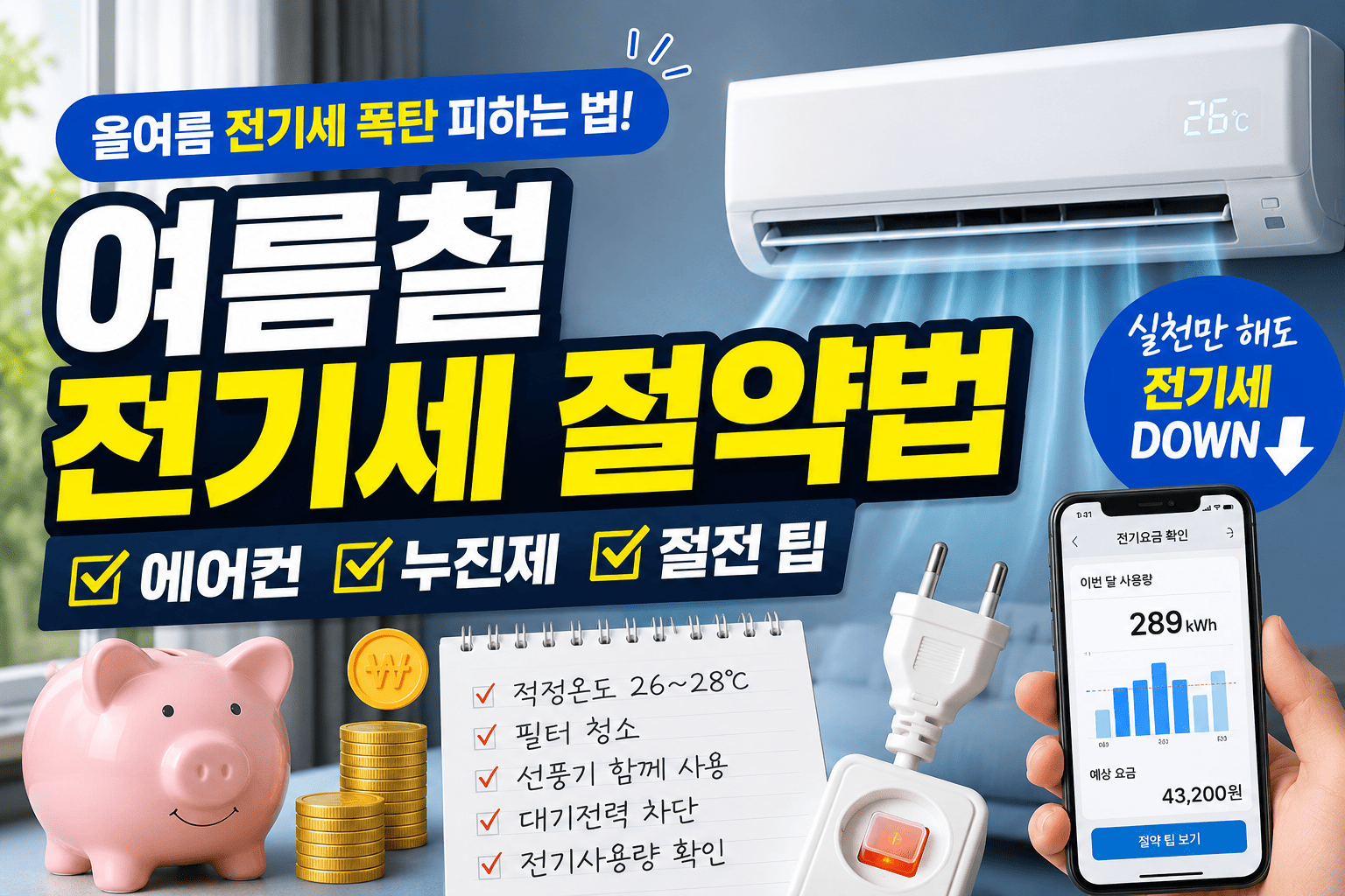 여름철 전기세 절약법 (에어컨, 누진제, 절전)