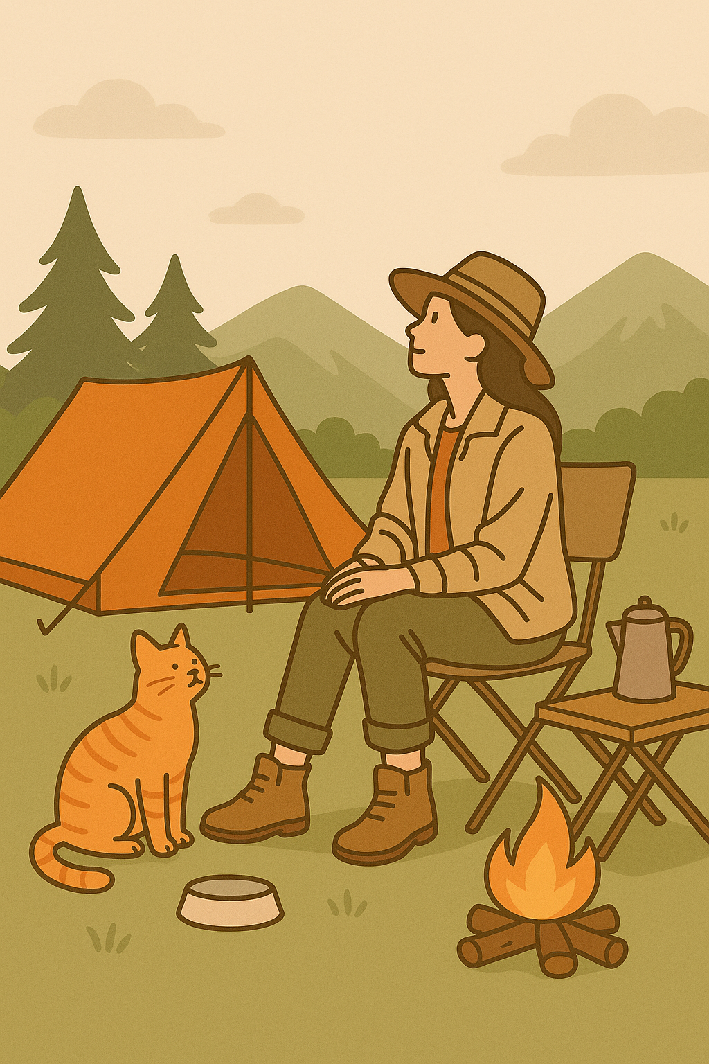 고양이와 함께하는 캠핑 관련 이미지