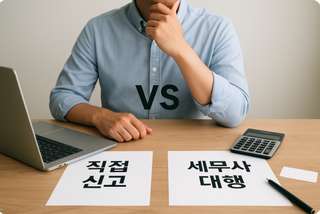 "직접 신고와 세무사 대행 비교"